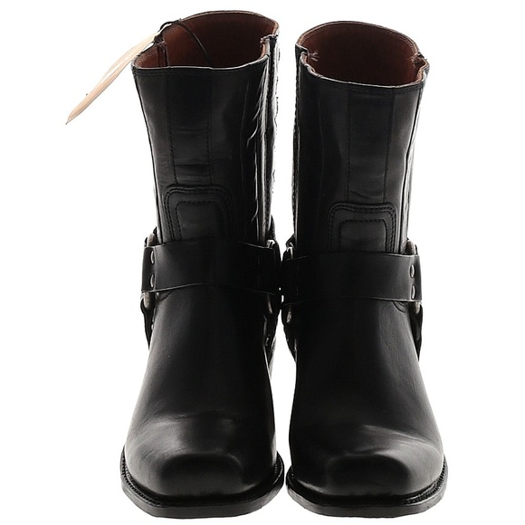 Frye 150th Anniversary Heeled Black Harness Boots with Stars - Picture 2 of 5